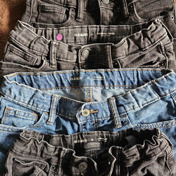 Old Navy Boys Jeans Size 14 Lot of 4 – 3 Straight, 1 Tapered Denim Bundle - Picture 2 of 6